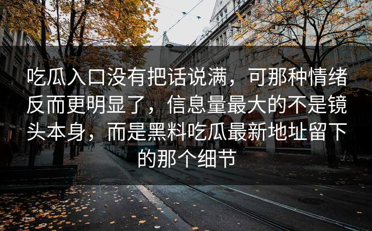 吃瓜入口没有把话说满，可那种情绪反而更明显了，信息量最大的不是镜头本身，而是黑料吃瓜最新地址留下的那个细节