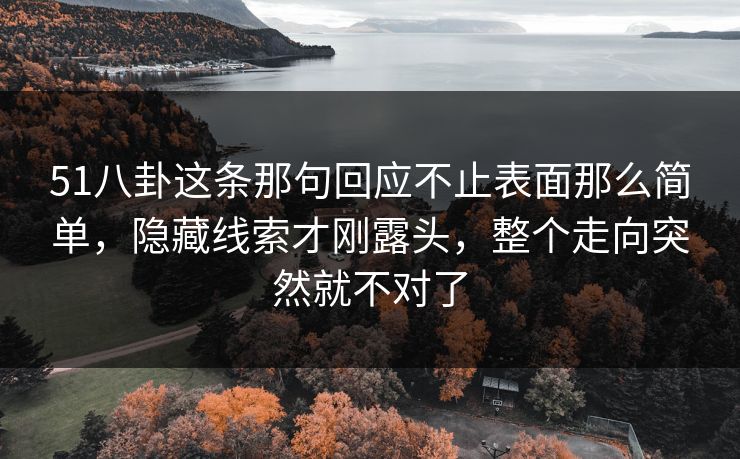 51八卦这条那句回应不止表面那么简单，隐藏线索才刚露头，整个走向突然就不对了
