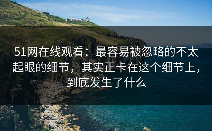 51网在线观看：最容易被忽略的不太起眼的细节，其实正卡在这个细节上，到底发生了什么