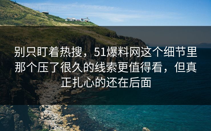 别只盯着热搜，51爆料网这个细节里那个压了很久的线索更值得看，但真正扎心的还在后面