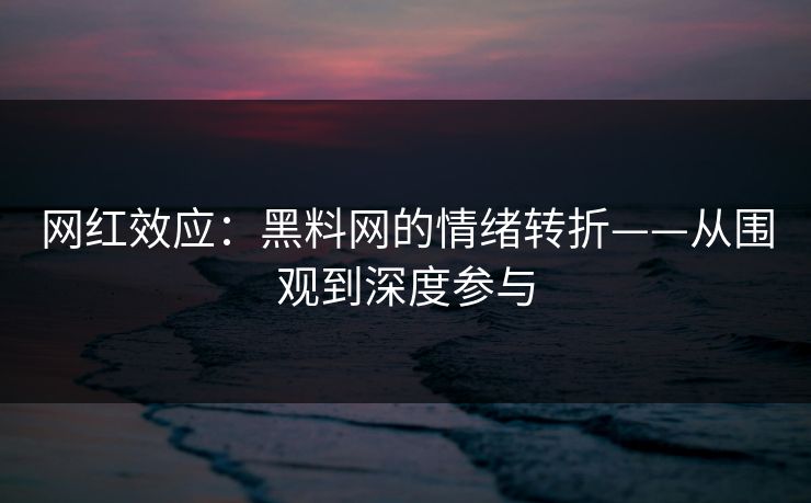 网红效应：黑料网的情绪转折——从围观到深度参与