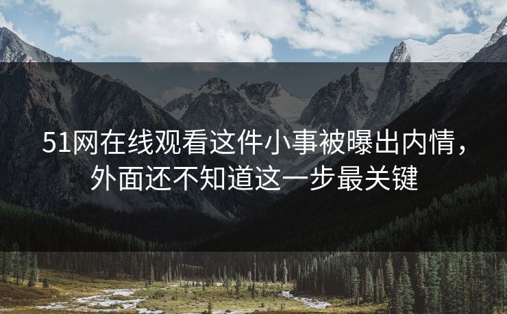 51网在线观看这件小事被曝出内情，外面还不知道这一步最关键